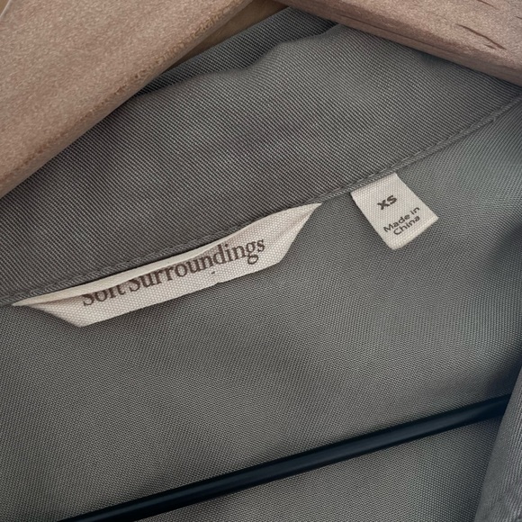 Soft Surroundings Tencel Ruched Zip Up Jacket Lightweight Army Green Size XS - Picture 6 of 7